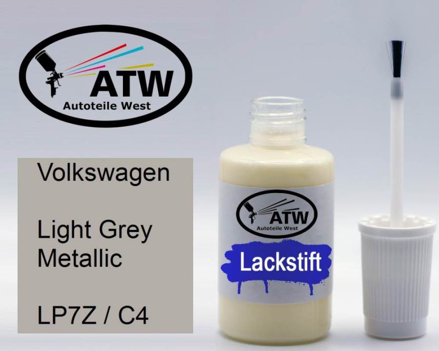 Volkswagen, Light Grey Metallic, LP7Z / C4: 20ml Lackstift, von ATW Autoteile West.